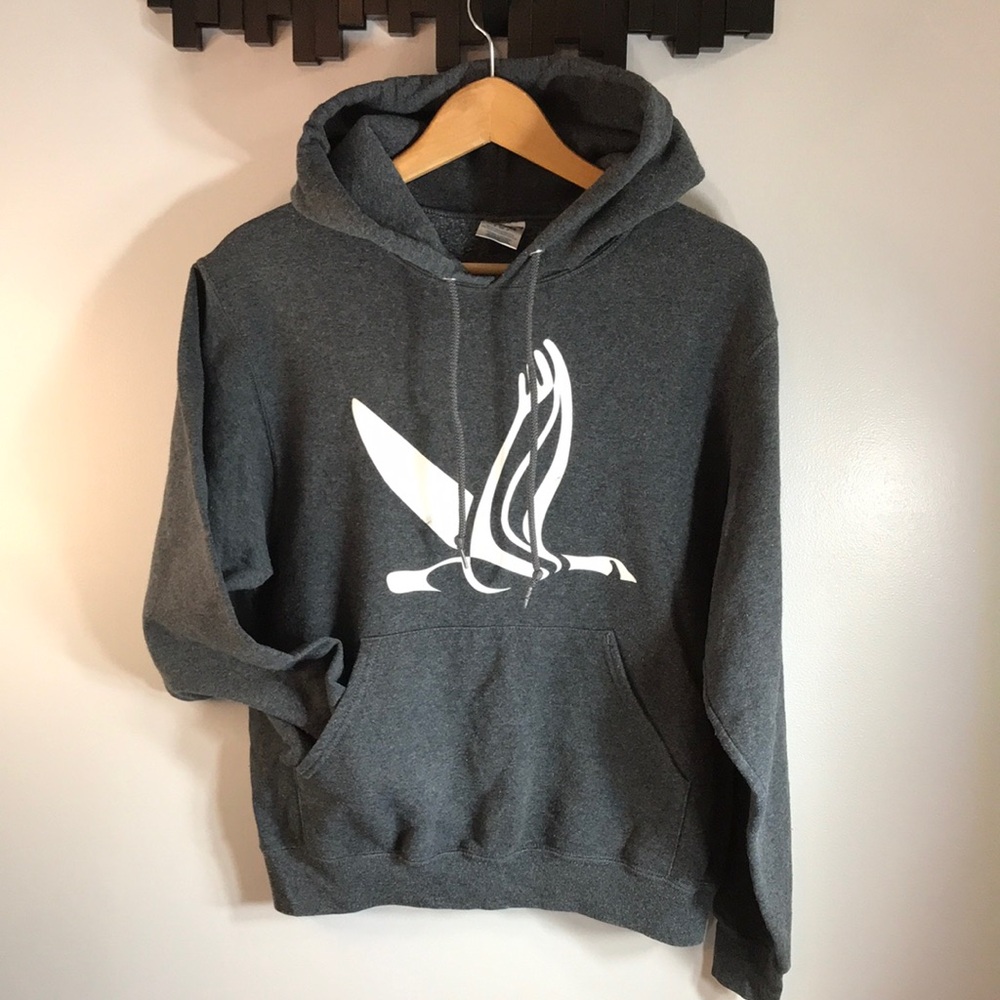 Dark Gray Hoodie with White Graphic